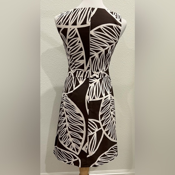 Anthropologie Tabitha Seabed Dress 6 Brown Palm Leaves Tropical Shift Sleeveless - Picture 6 of 8